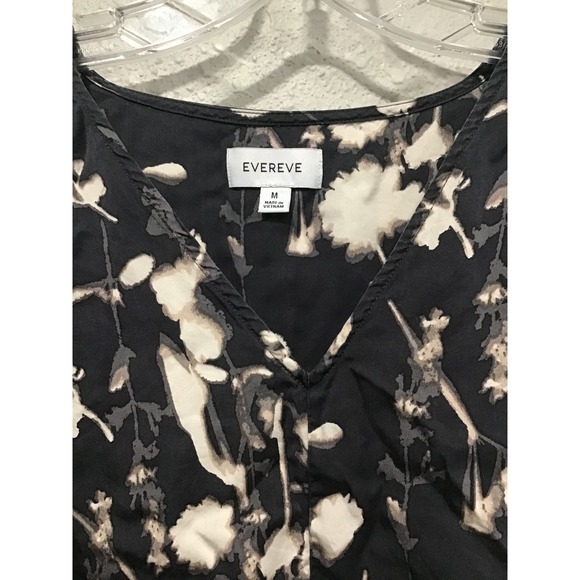 Evereve Phoebe Dolman Top Black White Floral Size M Blouse Relaxed Chic Indie - Picture 4 of 7